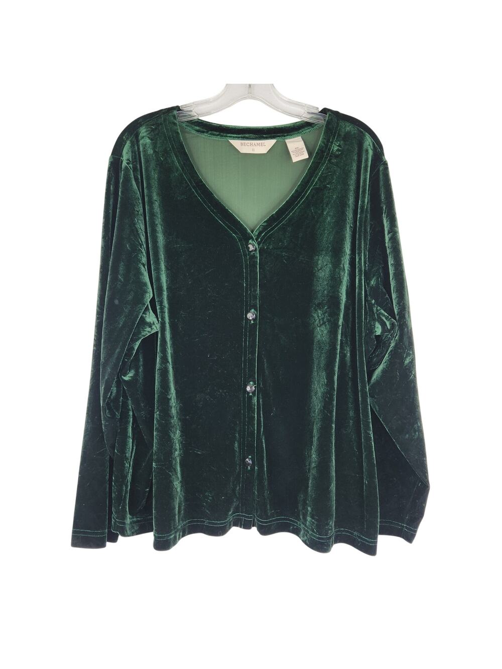 Bechamel II Dark Green Velvet Button Down Women's 2X Evening Careerwear Holiday